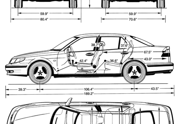 Saab 9-5 (1998) - Saab - drawings, dimensions, pictures of the car