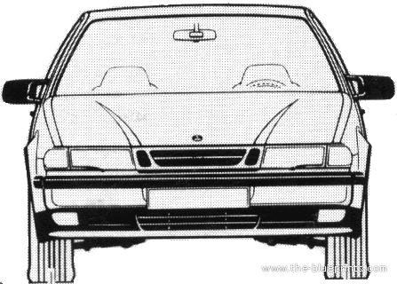 Saab 9000 (1995) - Сааб - чертежи, габариты, рисунки автомобиля