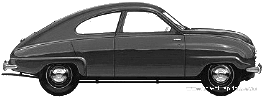 Saab 92 - Сааб - чертежи, габариты, рисунки автомобиля