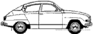 Saab 96 - Сааб - чертежи, габариты, рисунки автомобиля