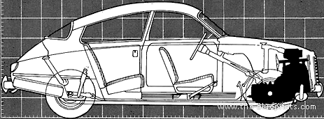 Saab 96 (1961) - Сааб - чертежи, габариты, рисунки автомобиля