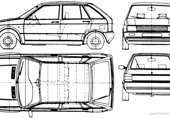 Seat Ibiza 5-Door (1988) - Сеат - чертежи, габариты, рисунки автомобиля