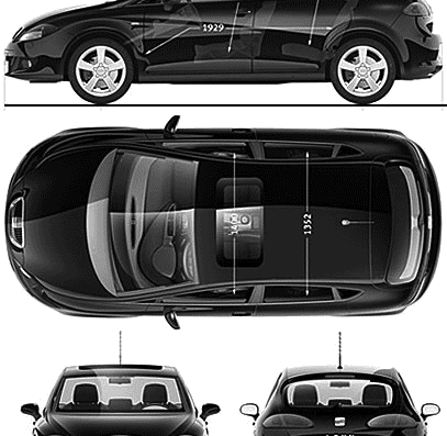 Seat Leon (2007) - Сеат - чертежи, габариты, рисунки автомобиля