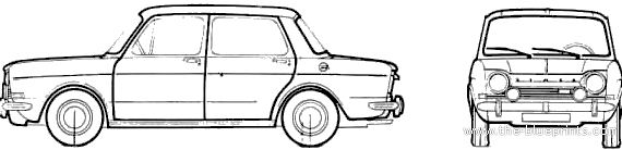 Simca 1000 Special (1970) - Симка - чертежи, габариты, рисунки автомобиля