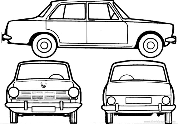 Simca 1300 (1964) - Симка - чертежи, габариты, рисунки автомобиля