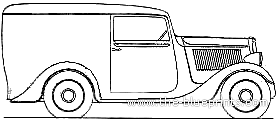 Simca 6 Fourgon (1937) - Симка - чертежи, габариты, рисунки автомобиля