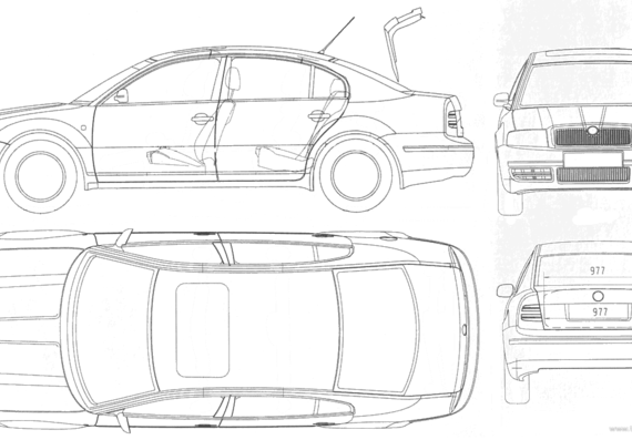 Skoda Superb - Шкода - чертежи, габариты, рисунки автомобиля