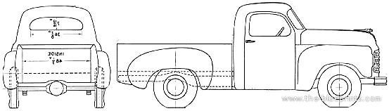 Studebaker 2R5 Pick-up Truck (1949) - Студебеккер - чертежи, габариты, рисунки автомобиля