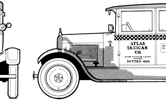Studebaker ER Standard Six Taxi (1926) - Студебеккер - чертежи, габариты, рисунки автомобиля