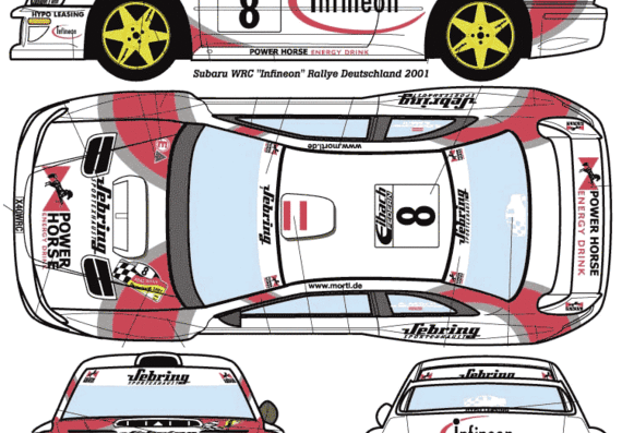 Subaru Impreza WRC (1997) - Субару - чертежи, габариты, рисунки автомобиля