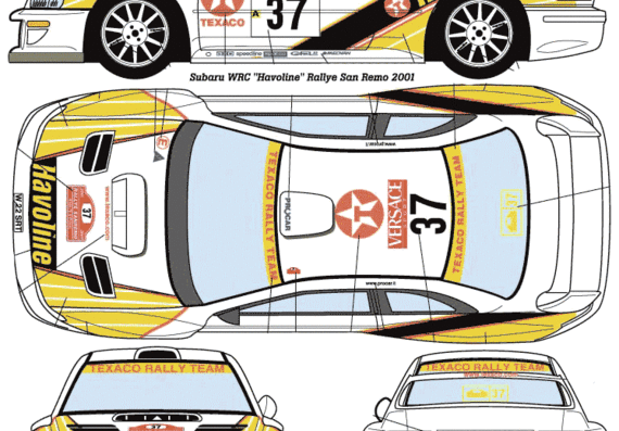 Subaru Impreza WRC (1999) - Субару - чертежи, габариты, рисунки автомобиля