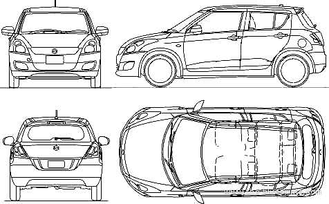 Suzuki Swift 5-Door (2010) - Сузуки - чертежи, габариты, рисунки автомобиля