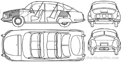 Tatra 603 - Татра - чертежи, габариты, рисунки автомобиля