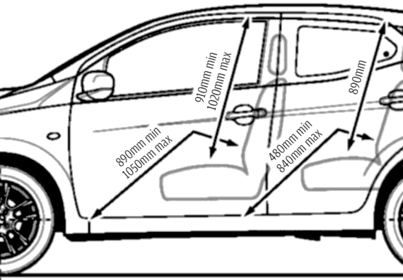 Toyota Aygo 5-Door (2014) - Тойота - чертежи, габариты, рисунки автомобиля