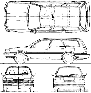 Toyota Camry Wagon (1987) - Тойота - чертежи, габариты, рисунки автомобиля