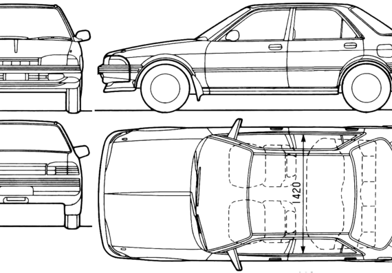 Toyota Carina II (1990) - Тойота - чертежи, габариты, рисунки автомобиля