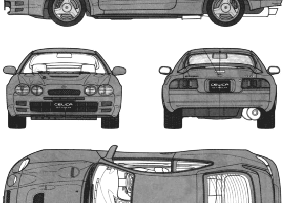Toyota Celica GT4 - Тойота - чертежи, габариты, рисунки автомобиля