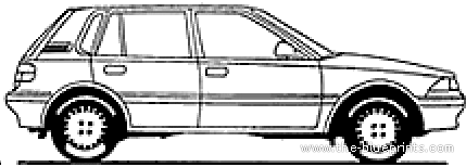 Toyota Corolla 5-Door (1989) - Тойота - чертежи, габариты, рисунки автомобиля