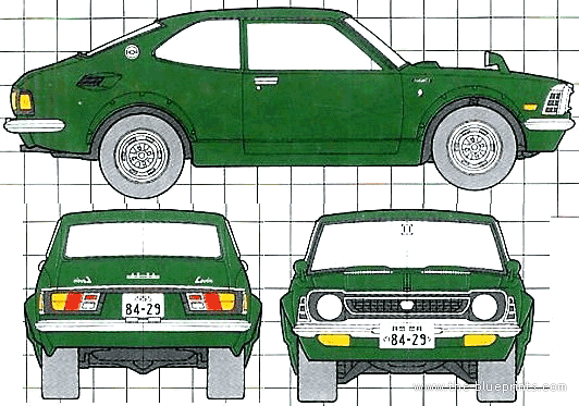 Toyota Corolla Levin TE27 (1972) - Тойота - чертежи, габариты, рисунки автомобиля