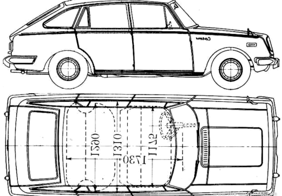 Toyota Corona 5-Door (1968) - Тойота - чертежи, габариты, рисунки автомобиля