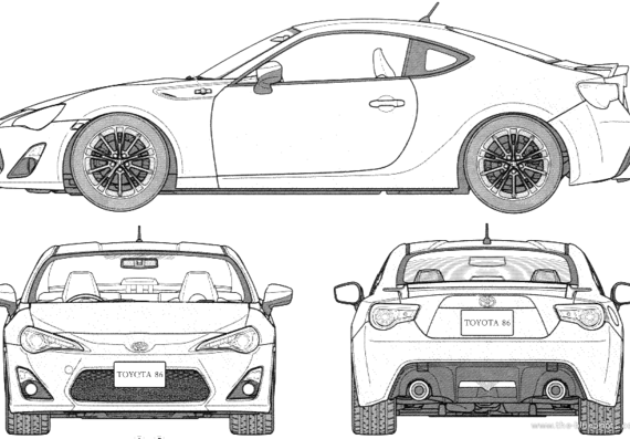 Toyota GT 86 (2012) - Тойота - чертежи, габариты, рисунки автомобиля