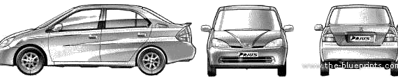 Toyota Prius - Тойота - чертежи, габариты, рисунки автомобиля