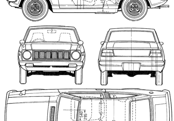 Toyota Starlet XT (1973) - Тойота - чертежи, габариты, рисунки автомобиля