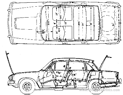 Triumph 2.5 PI (1969) - Триумф - чертежи, габариты, рисунки автомобиля