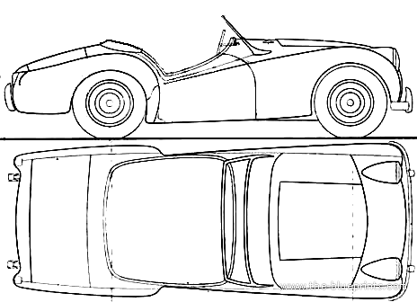Triumph TR2 (1953) - Triumph - drawings, dimensions, pictures of the car