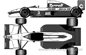 Tyrrell 020B F1 GP (1992) - Разные автомобили - чертежи, габариты, рисунки автомобиля