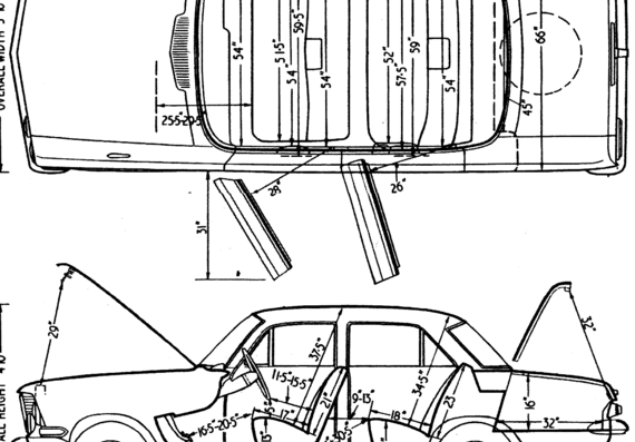 Vauxhall Cresta PB (1963) - Воксхолл - чертежи, габариты, рисунки автомобиля
