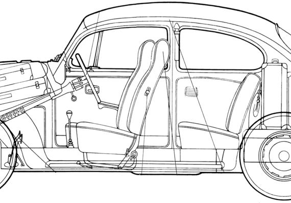 Volkswagen Beetle - Фольцваген - чертежи, габариты, рисунки автомобиля