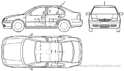 Volkswagen Bora (2005) - Фольцваген - чертежи, габариты, рисунки автомобиля