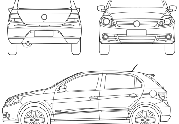Volkswagen Golf (2009) - Фольцваген - чертежи, габариты, рисунки автомобиля