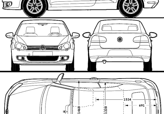 Volkswagen Golf Mk.VI Cabriolet (2011) - Folzwagen - drawings, dimensions, pictures of the car