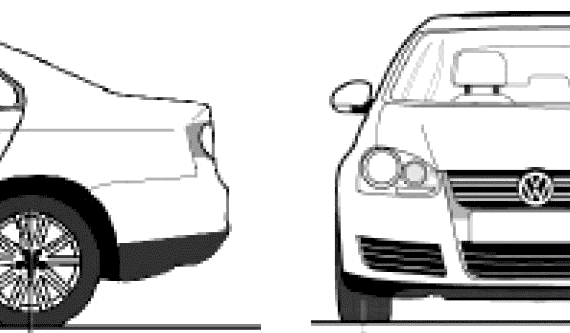 Volkswagen Jetta (2007) - Фольцваген - чертежи, габариты, рисунки автомобиля