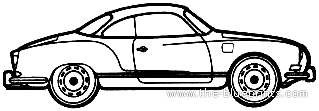 Volkswagen Karmann Ghia (1970) - Фольцваген - чертежи, габариты, рисунки автомобиля