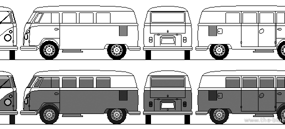 Volkswagen Microbus - Фольцваген - чертежи, габариты, рисунки автомобиля