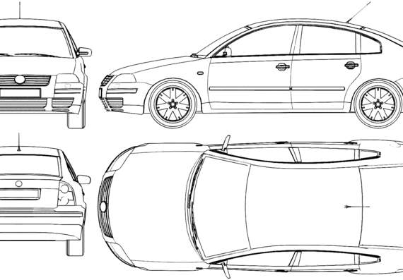 Volkswagen Passat B5 - Фольцваген - чертежи, габариты, рисунки автомобиля