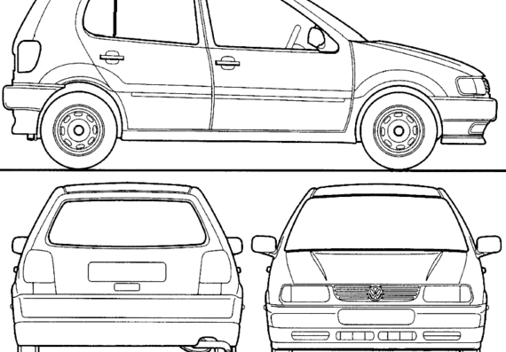 Volkswagen Polo 5-Door (2001) - Фольцваген - чертежи, габариты, рисунки автомобиля