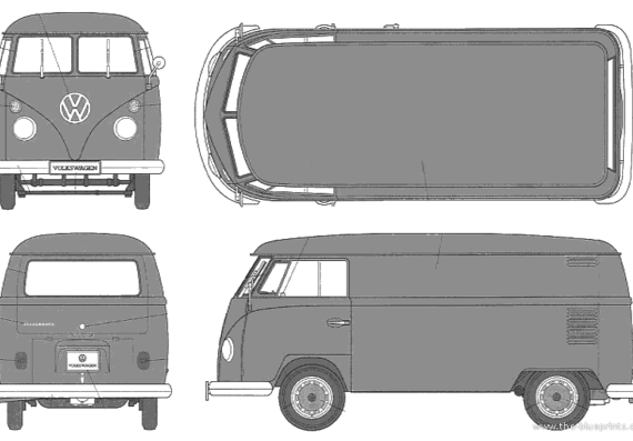Volkswagen Type 2 T1 (Split) Panel - Фольцваген - чертежи, габариты, рисунки автомобиля