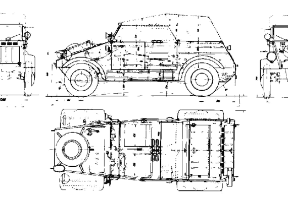 Volkswagen Type 82 (Kubelwagen) - Фольцваген - чертежи, габариты, рисунки автомобиля