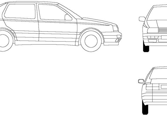 Volkswagen Vento CL (1995) - Фольцваген - чертежи, габариты, рисунки автомобиля