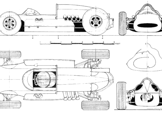 Vollstedt Offenhauser - Гоночный Classics - чертежи, габариты, рисунки автомобиля