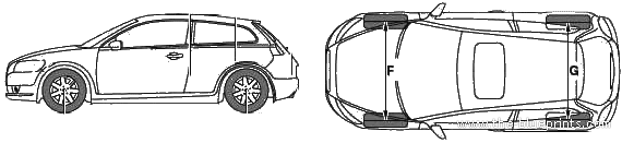Volvo C30 (2008) - Вольво - чертежи, габариты, рисунки автомобиля