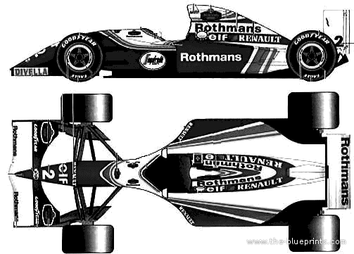 Williams FW16 F1 - Уильям - чертежи, габариты, рисунки автомобиля