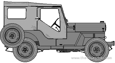 Willys Jeep CJ3B - Виллис - чертежи, габариты, рисунки автомобиля