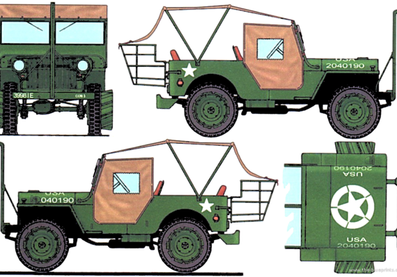 Willys Jeep MB - Виллис - чертежи, габариты, рисунки автомобиля