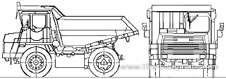 BeLAZ 7540 Dump Truck (2007) - чертежи, габариты, рисунки автомобиля