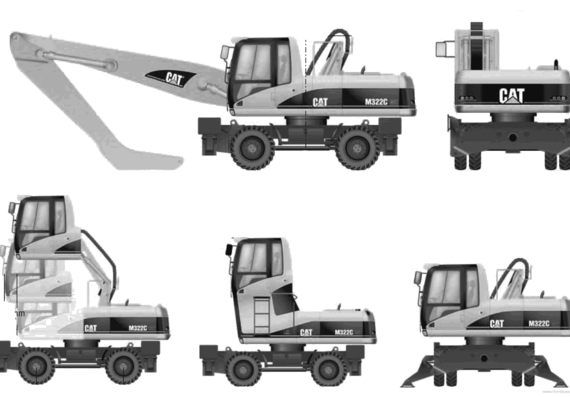 Caterpillar 322C MH - drawings, dimensions, pictures of the car